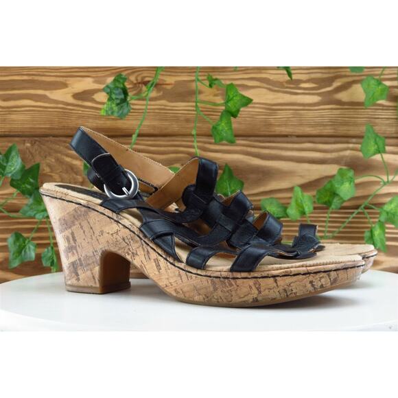 Born Concept Sz‎ 10 M Black Gladiator Leather Women Sandals - Picture 4 of 10